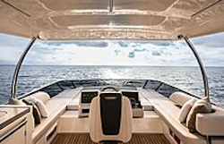 captains chair and seating on flybridge helm of navetta 50