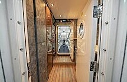 below deck hallway to engine room