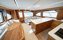 facing cockpit from galley - viking 50