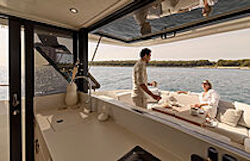 looking out to cockpit from galley - prestige f4-3