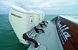 mercury outboard engines on transom of v55