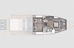 layout of pardo 43r - 2 cabin bunks