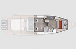 layout of pardo 43r - 2 cabins with vip forward