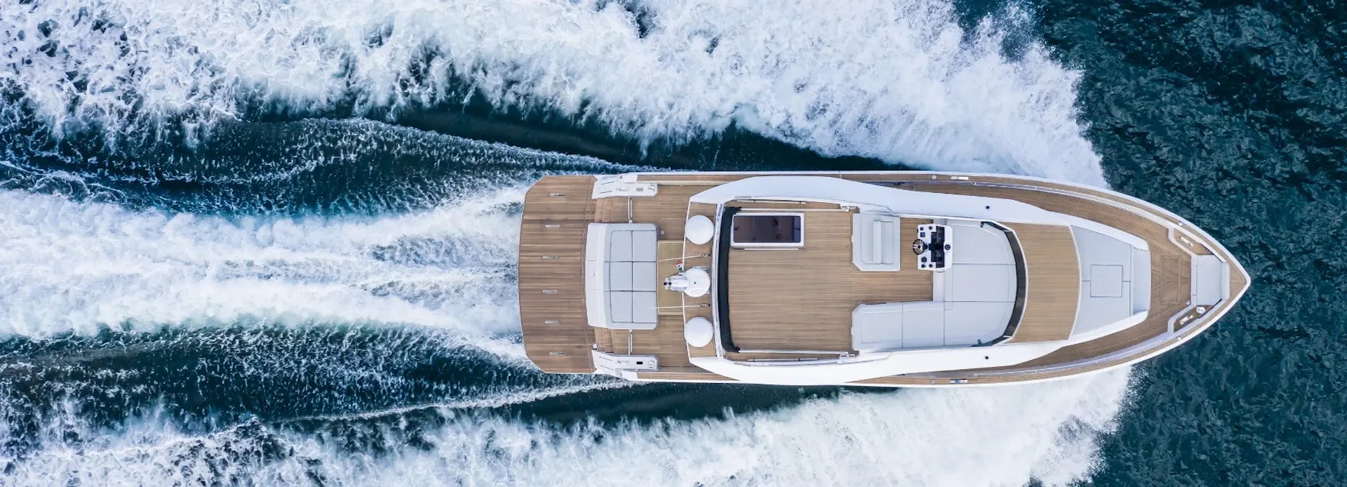 Overhead image of yacht on the water